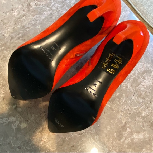 RAG & BONE Beha Bootie Red Suede & Patent Leather Point Toe Healed Ankle - Picture 4 of 8